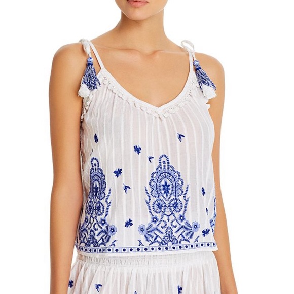 Ramy Brook Tops - Ramy Brook Marco Embroidered Tie Shoulder Top SZ XS EUC